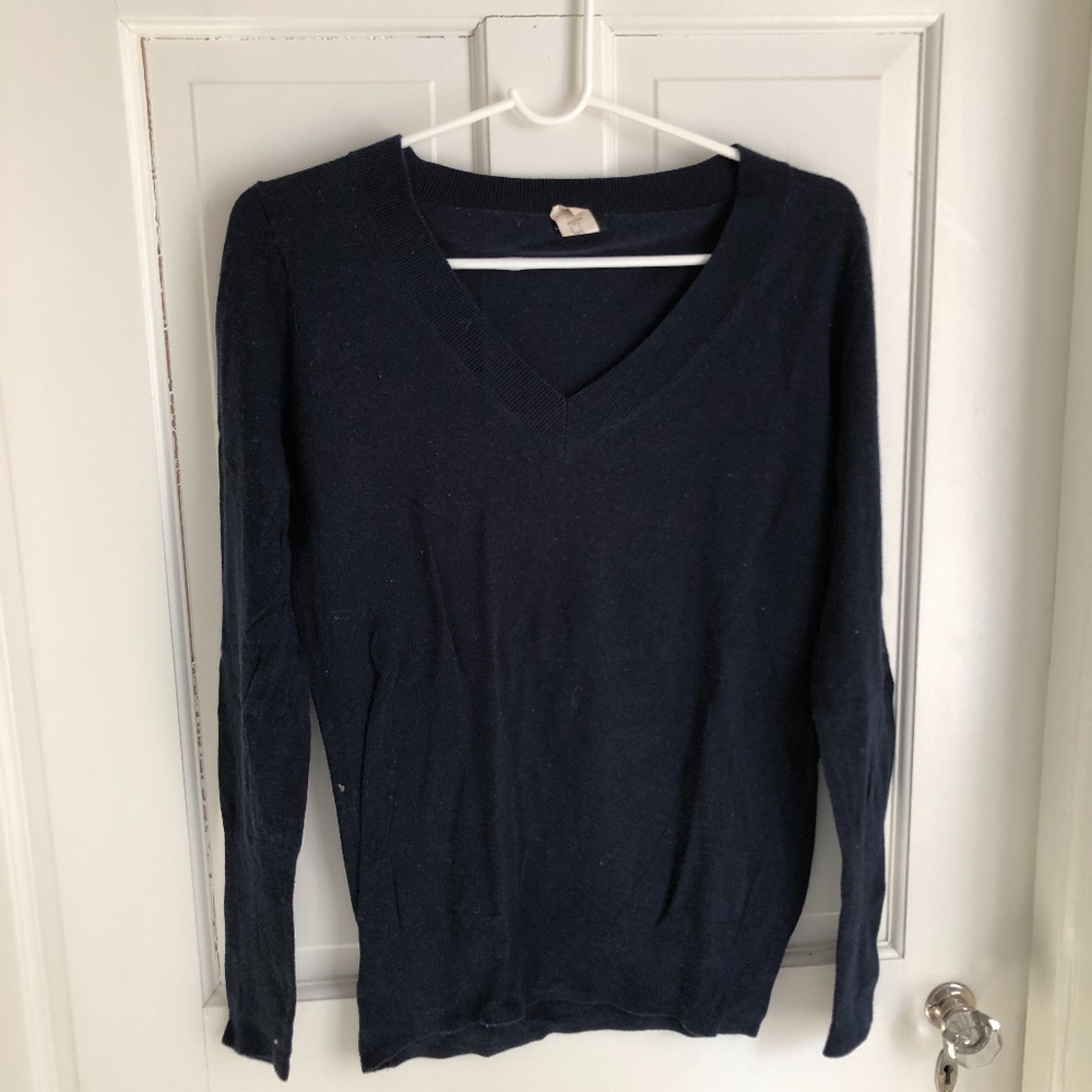 J. Crew Navy V-neck Sweater